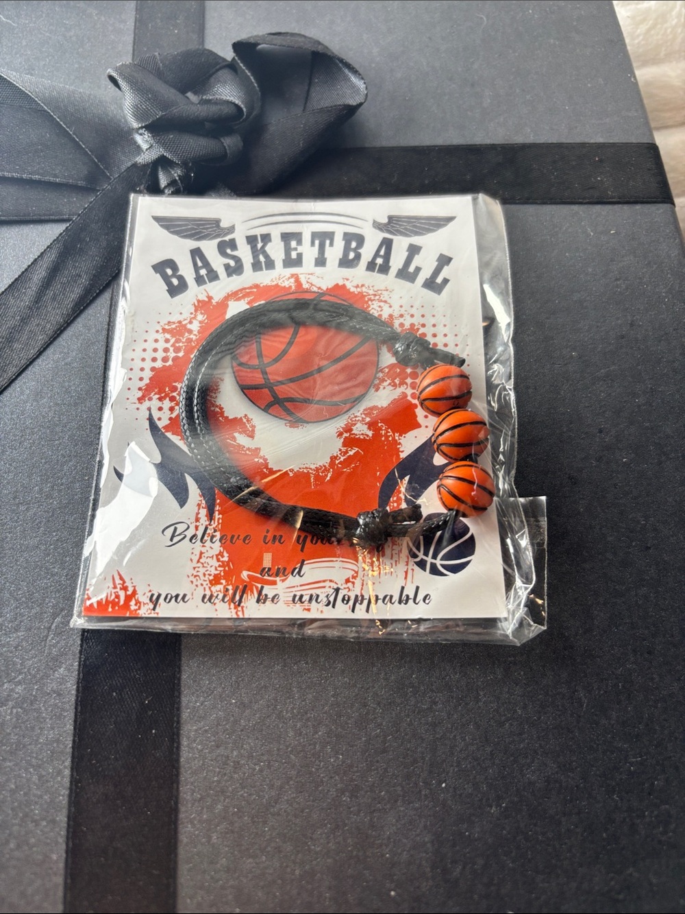Kids Basketball Charm Bracelet - Orange